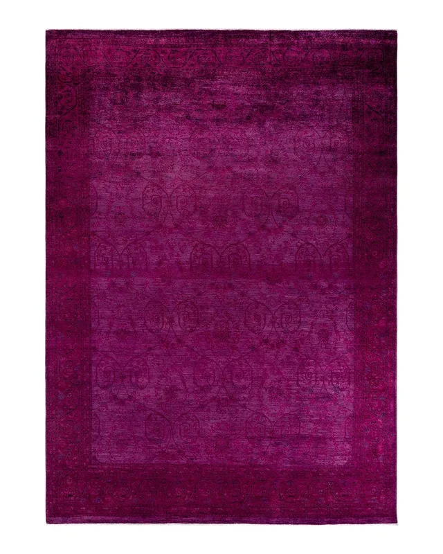 Contemporary Hand-Knotted Red Area Rug 9′ 0″ x 11′ 8″
