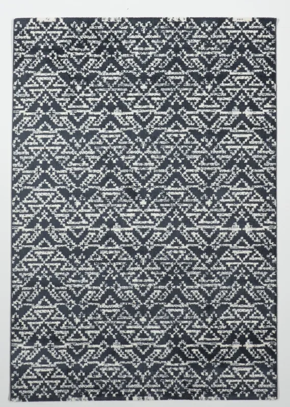 Contemporary Machine Made Black White Rug 5’3 x 7’7