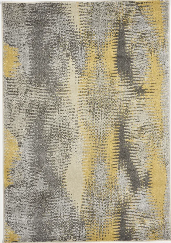 Contemporary Machine Made Gray Yellow Rug 5’3 x 7’7