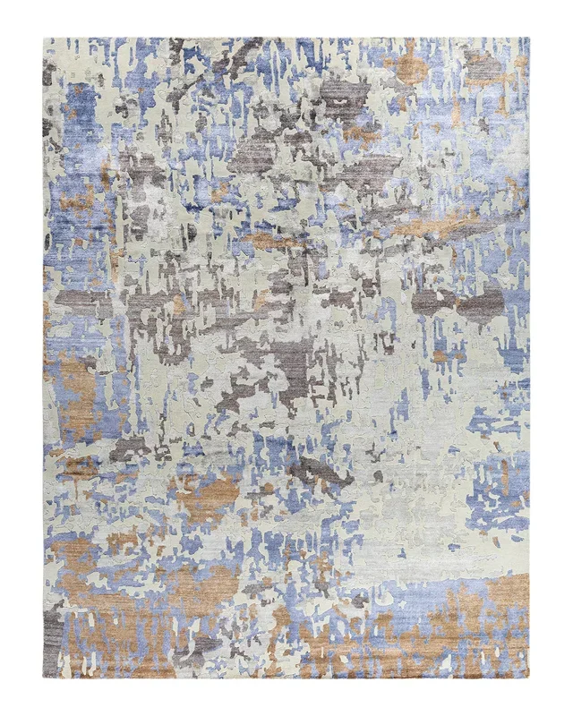 Contemporary Modern Hand Knotted Abstract Silk & Wool Blend Gray Area Rug 9′ 2″ x 12′ 0″