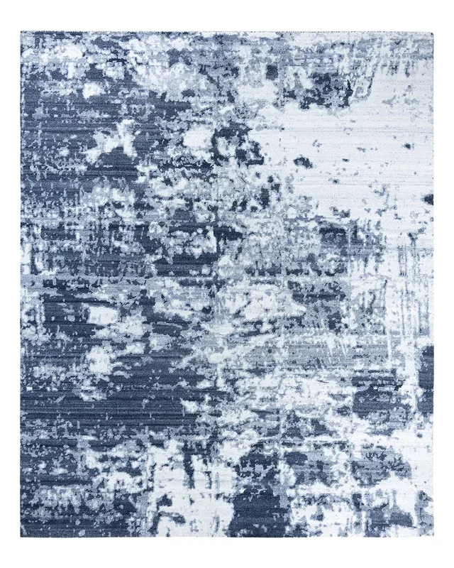 Contemporary Modern Hand Knotted Abstract Silk Black Area Rug 8′ 2″ x 9′ 10″
