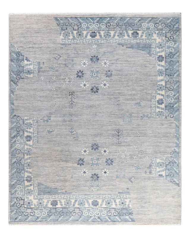 Contemporary Modern Hand Knotted Abstract Wool Gray Area Rug 8′ 1″ x 9′ 8″