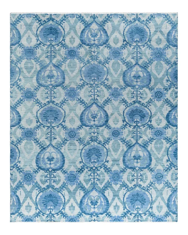 Contemporary Modern Hand Knotted Floral Wool Gray Area Rug 7′ 10″ x 9′ 10″