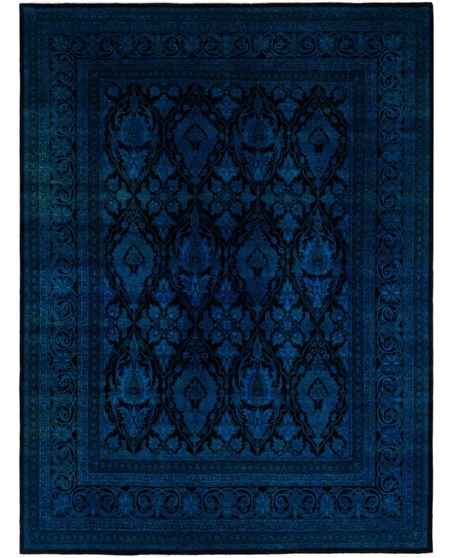 Contemporary Overdyed Wool Hand Knotted Black Area Rug 8′ 0″ x 10′ 6″