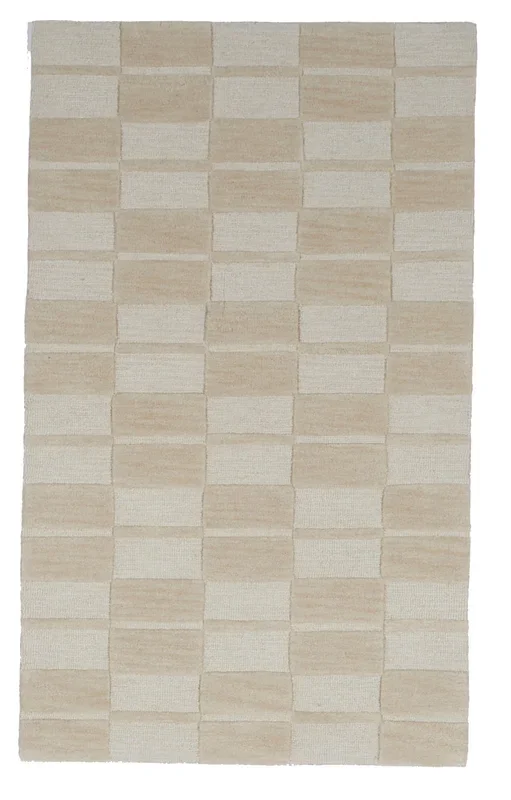 Contemporary Tufted Beige Wool Rug 3′ x 5′