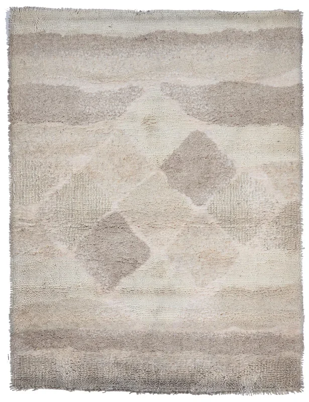 Contemporary Tufted Beige Wool Rug 5’3 x 7’5