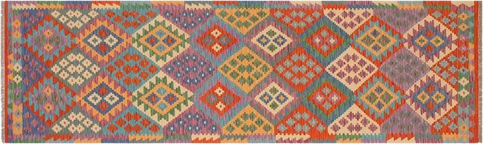 Contemporary Turkish Kilim Glory Hand-Woven Wool Runner-2’11” x 9’9”