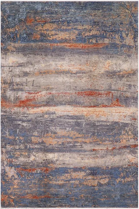 Contemporary Ziegler Victor Blue/Rust Wool&Silk Rug – 10’0” x 14’4”