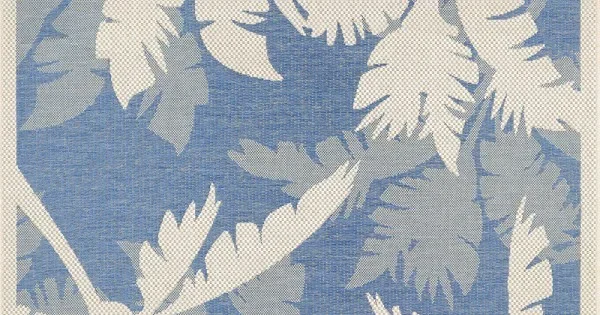 Couristan Monaco Coastal Flora Ivory/Sapphire Area Rug 8 ft. 6 in. X 13 ft. Rectangle