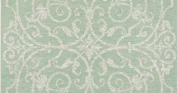 Couristan Monaco Summer Quay Ivory/Lt Green Area Rug 5 ft. 3 in. X 7 ft. 6 in. Rectangle