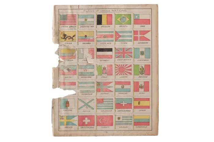 Cram’s 1907 Map of Flags of Nations