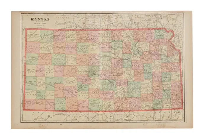 Cram’s 1907 Map of Kansas