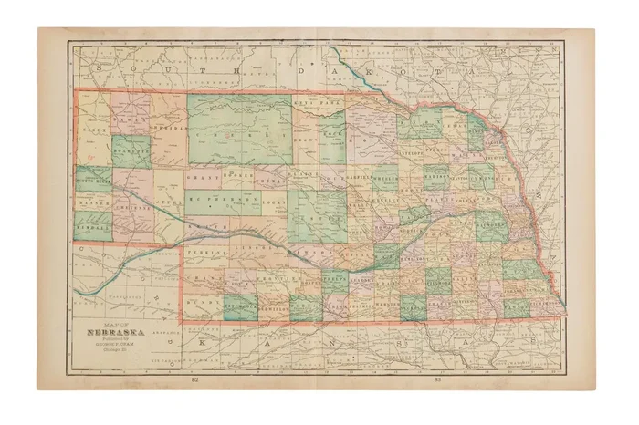 Cram’s 1907 Map of Nebraska
