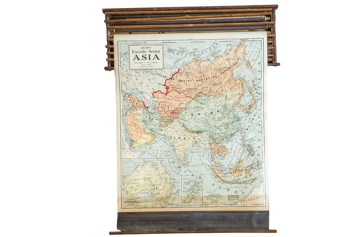 Crams 1938 Edition Pulldown Map Of Asia