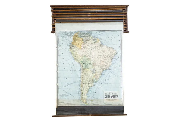 Crams 1938 Edition Vintage Pulldown Map Of South America