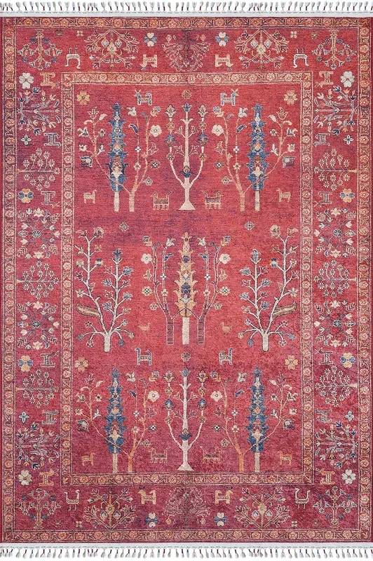 Damla Rug Turkish Ethnic Red Kilim Rug
