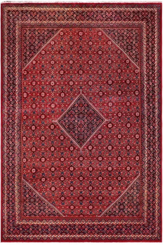 Distressed Antique Tabriz Mahi Payne Red/Purple Wool Rug – 9’11” x 12’11”