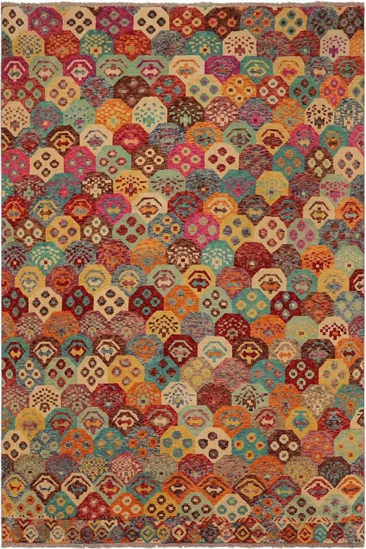 Eclectic Balochi Haley Red/Blue Wool Rug – 6’7” x 9’9”