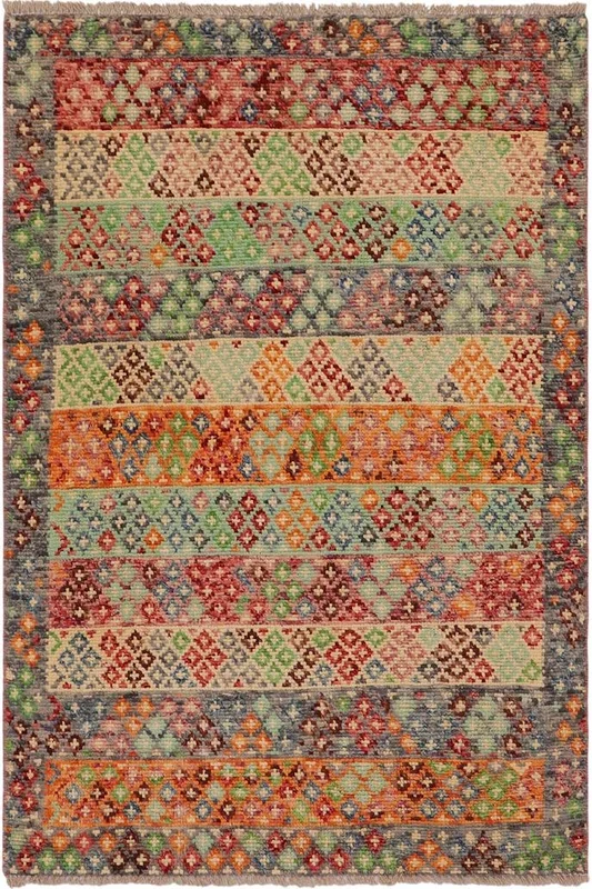 Eclectic Balochi Kylan Blue/Gray Wool Rug – 3’2” x 5’1”