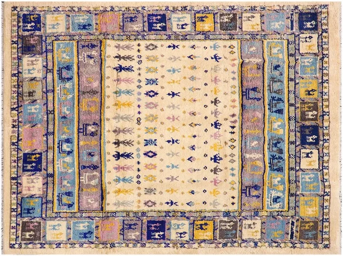 Eclectic Moroccan Catina Beige/Blue Wool Rug – 7’11” x 10’4”