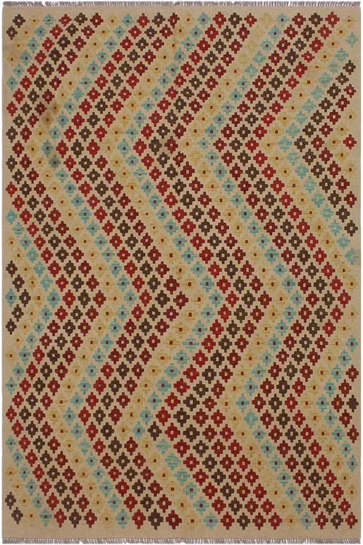 Eclectic Turkish Kilim Carmelia Hand-Woven Wool Rug – 5’1” x 6’8”