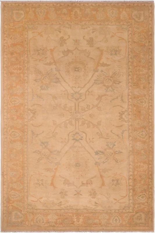Eclectic Ziegler Cecily Tan/Gold Wool Rug – 6’2” x 9’5”
