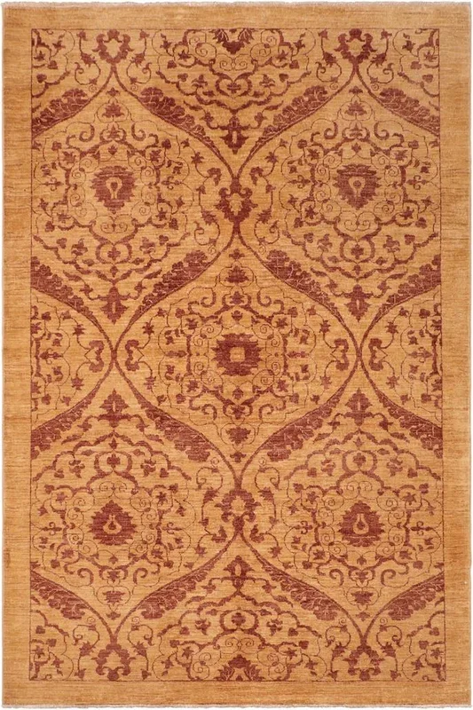Eclectic Ziegler Celestin Gold/Brown Wool Rug – 6’1” x 8’11”