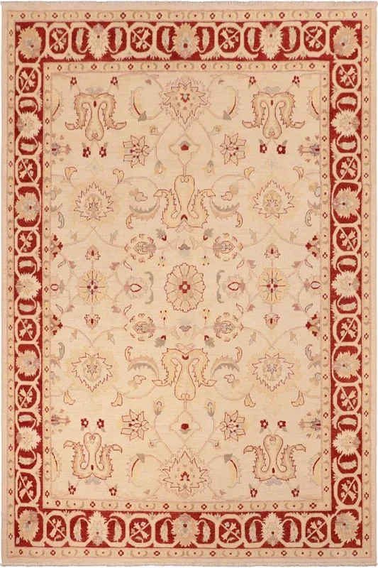 Eclectic Ziegler Deandrea Beige/Red Wool Rug – 8’3” x 9’7”