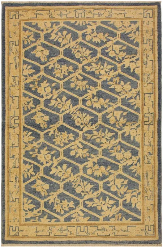 Eclectic Ziegler Deja Light Blue/Tan Wool Rug – 4’2” x 6’1”