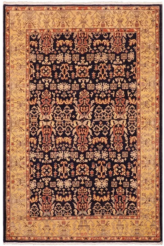 Eclectic Ziegler Diedra Blue/Gold Wool Rug – 6’2” x 8’8”