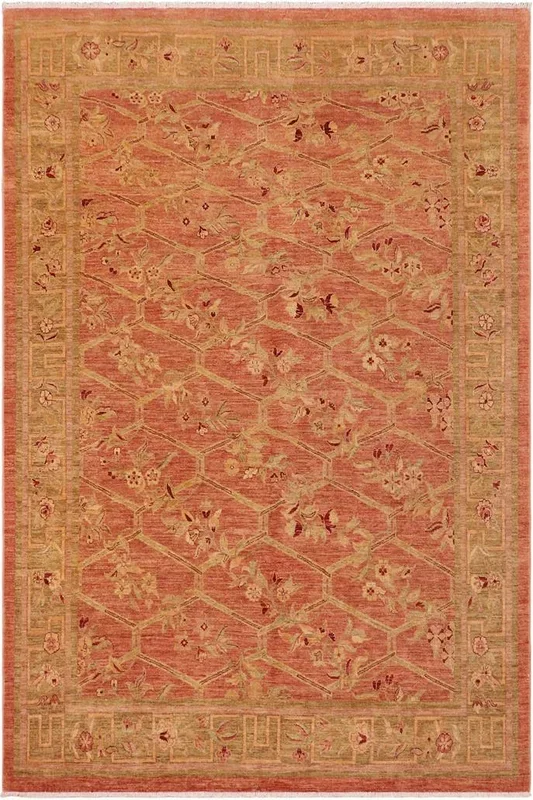 Eclectic Ziegler Eladia Peach/Green Wool Rug – 8’10” x 12’2”