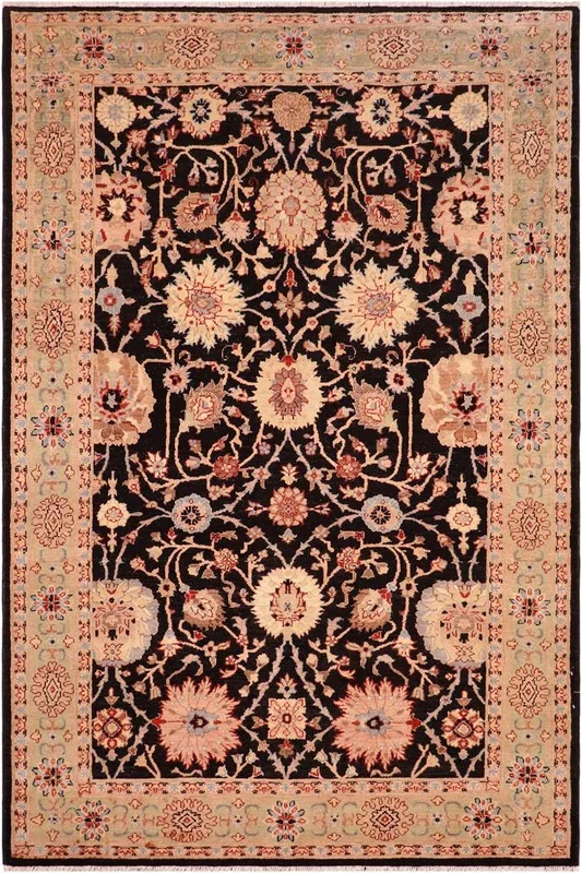 Eclectic Ziegler Elfriede Black/Green Wool Rug – 6’0” x 8’7”