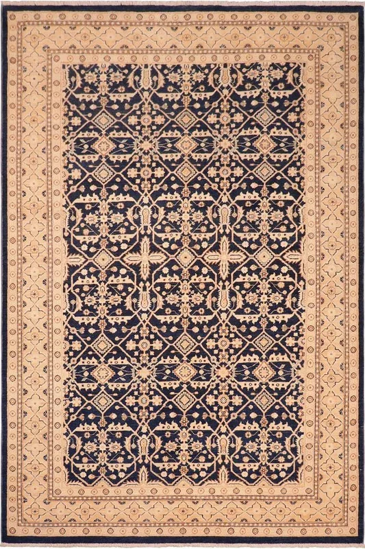 Eclectic Ziegler Ferne Blue/Gold Wool Rug – 6’2” x 9’2”