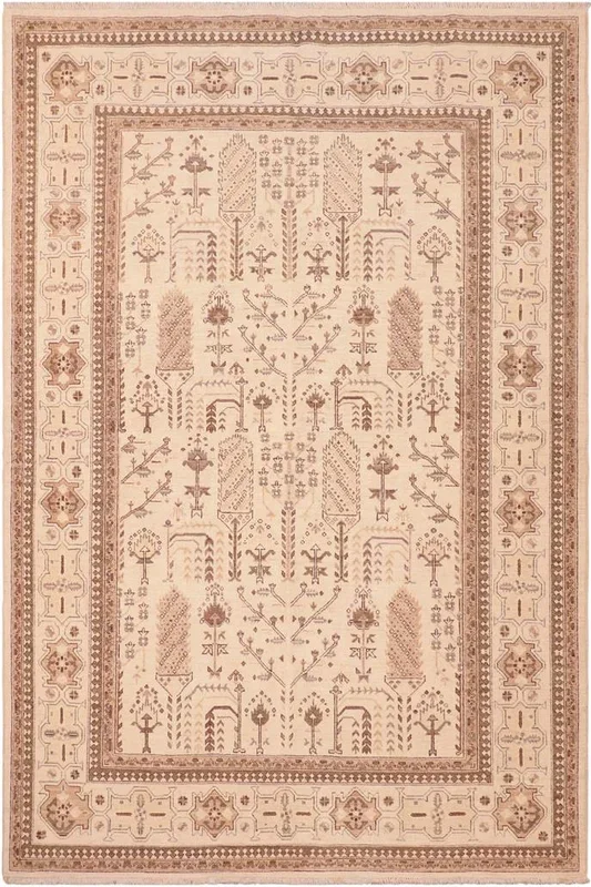 Eclectic Ziegler Natalya Beige/Brown Wool Rug – 6’0” x 8’8”