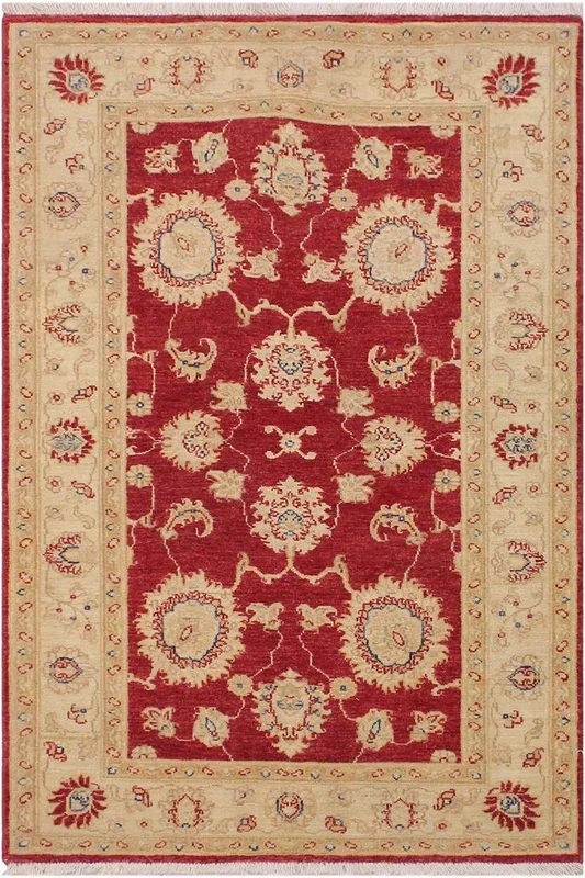 Eclectic Ziegler Strange Red/Ivory Wool Rug – 3’0” x 4’8”