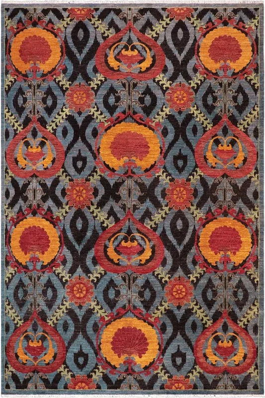Eclectic Ziegler Zack Gray/Blue Wool Rug – 7’10” x 10’3”
