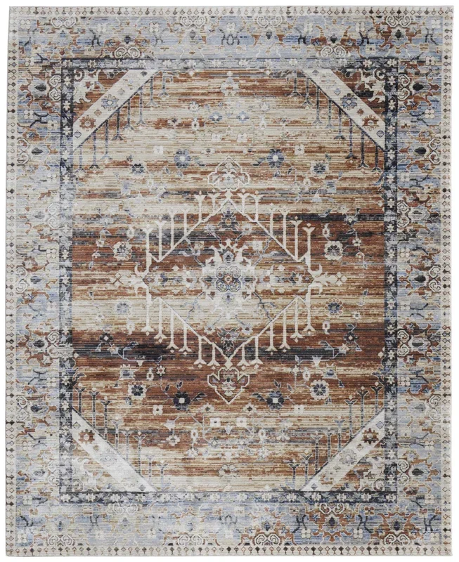 Feizy Melrose 39NZF Ivory Rust Transitional/Bohemian & Eclect Machinemade Rug