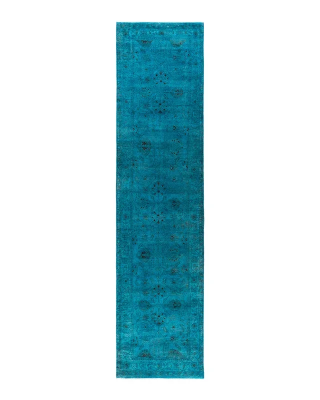 Fine Vibrance, One-of-a-Kind Hand-Knotted Runner Rug – Blue, 2′ 10″ x 11′ 10″