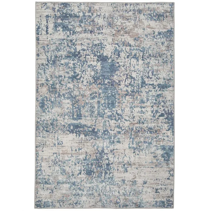 Flatwoven Washable Distressed Blue Area Rug – Dash