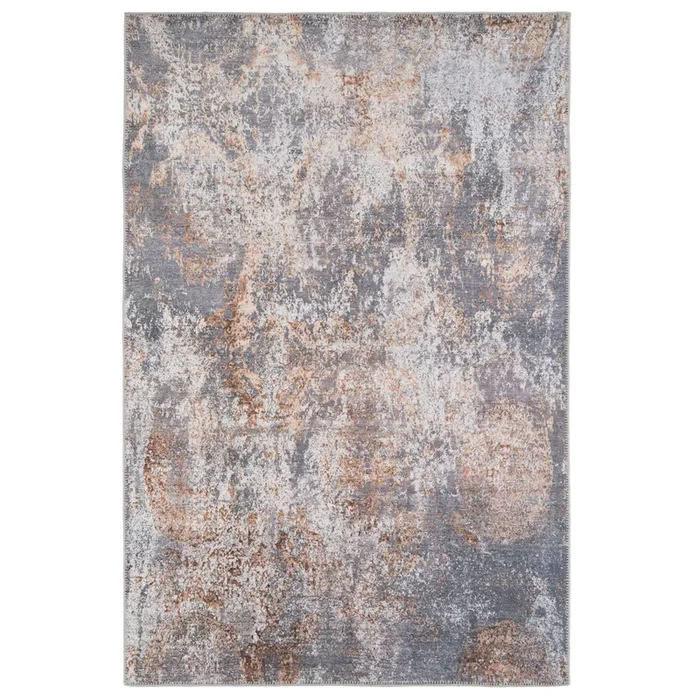 Flatwoven Washable Distressed Copper Blue Rug – Tobin