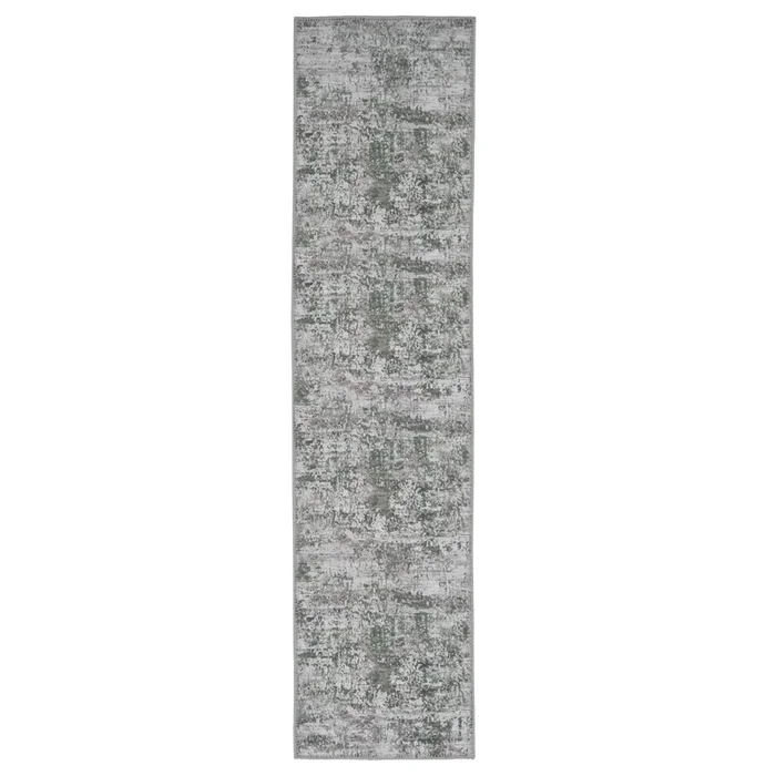 Flatwoven Washable Distressed Green Runner – Kale