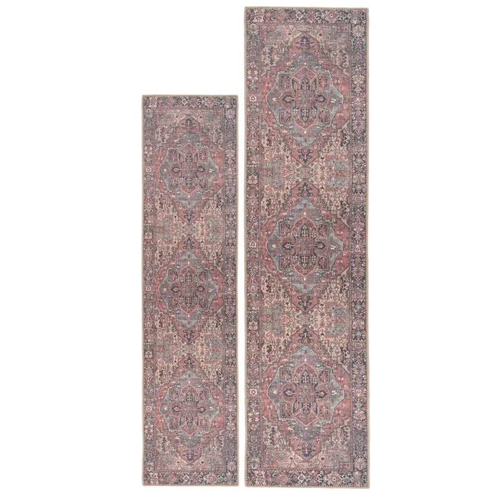 Flatwoven Washable Red Distressed Traditional Runner – Savanna