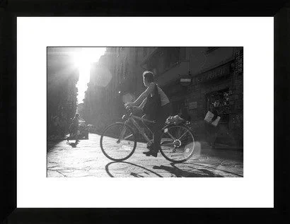 Florence Italy Biker in Sunlight Original Photograph