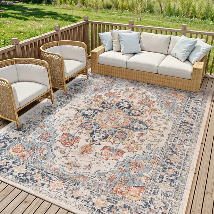 GALILEA In- & Outdoor Traditional Boho Burnt Orange Rug