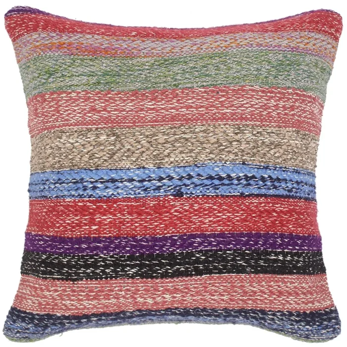 Geometric Turkish Carmine Hand Woven Kilim Throw Pillow