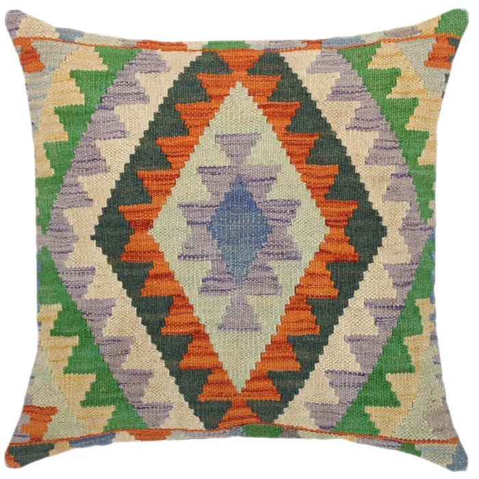 Geometric Turkish Cristine Hand Woven Kilim Throw Pillow