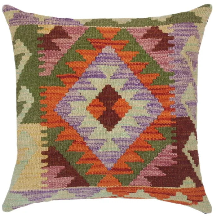Geometric Turkish Nellie Hand Woven Kilim Throw Pillow