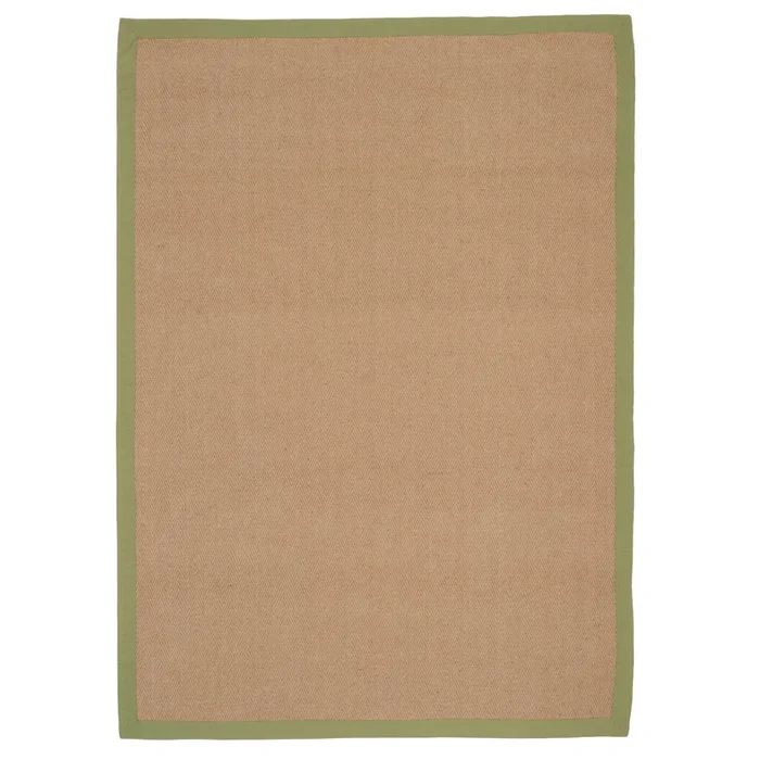 Green Cotton Border Natural Jute Area Rug