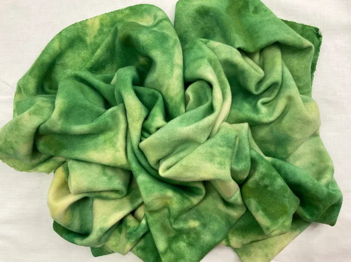 Green Over Dyed Wool Yellow and Green Spots