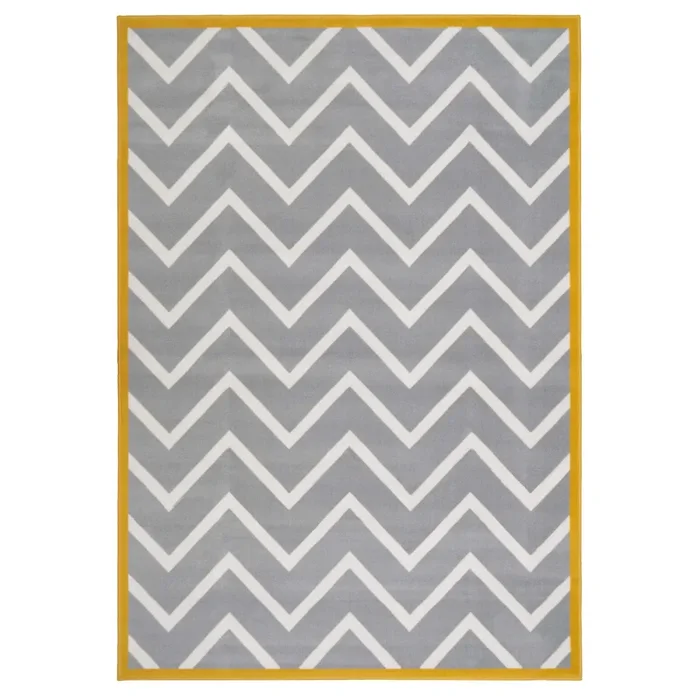 Grey Chevron Bordered Rug